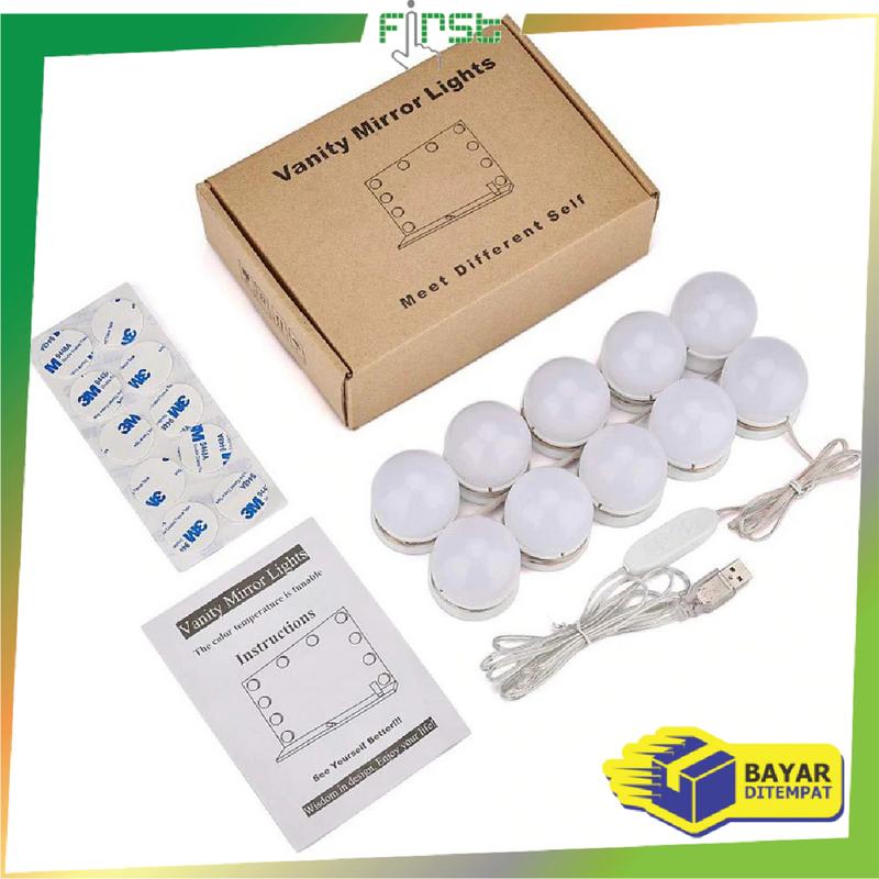 FH K2 Lampu Meja Rias Dandan Kaca Va nity Cahaya Cermin ( 10 Bohlam ) 8