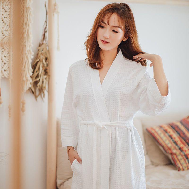 Áo choàng tắm, mỏng, rộng rãi, dành cho nam và nữ, thích hợp cho mùa Mùa Xuân và mùa thu, cỡ lớn cho khách sạn, thấm hút, áo choàng tắm, áo choàng buổi sáng mùa hè, đồ ngủ cặp đôi 7
