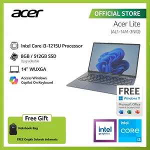 ACER LAPTOP LITE AL1-14M-3NID 14" WUXGA INTEL I3-1215U RAM 8GB STORAGE 512GB SSD INTEL UHD GRAPHICS WINDOWS 11