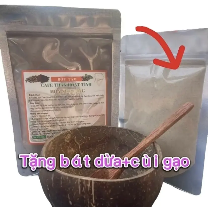 [Ưu đãi] Bột Tắm Trắng Cafe Than Hoạt Tính Hoa Sen Vàng 300g - Tặng Bát Dừa+cùi gạo - Dưỡng Da Body Làm Đẹp Da Dưỡng Body Women Nữ