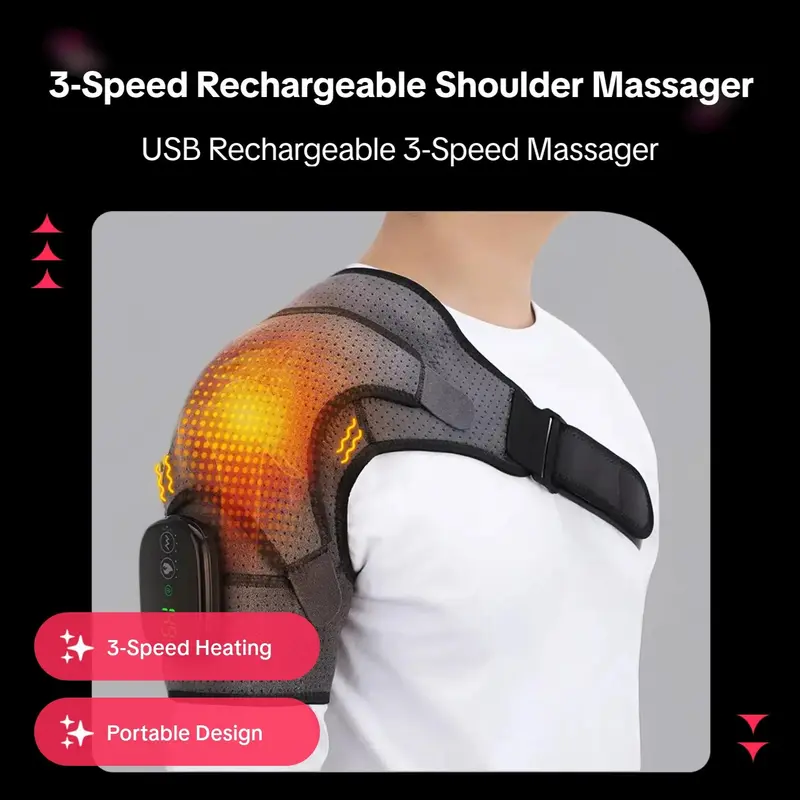 Usb Rechargeable Shoulder Massager, 3-speed Heating Massage Shoulder Pad, Portable Winter Shoulder Massage Equipment for Women & Men, Presents for Mum, Birthday Gifts Ideas, Gift for Mom, Body Care Routine, Hot Compress 1