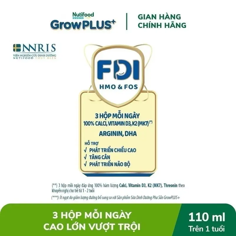 Sữa NutiFood Grow Plus bạc tăng chiều cao cho bé từ 1 tuổi trở lên sữa  cong thuc 3