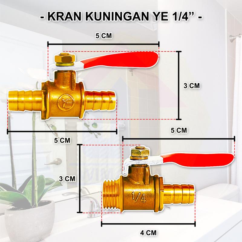 KRAN KUNINGAN YE 1/4 INCH - KRAN BENSIN - KRAN KOMPRESSOR 3