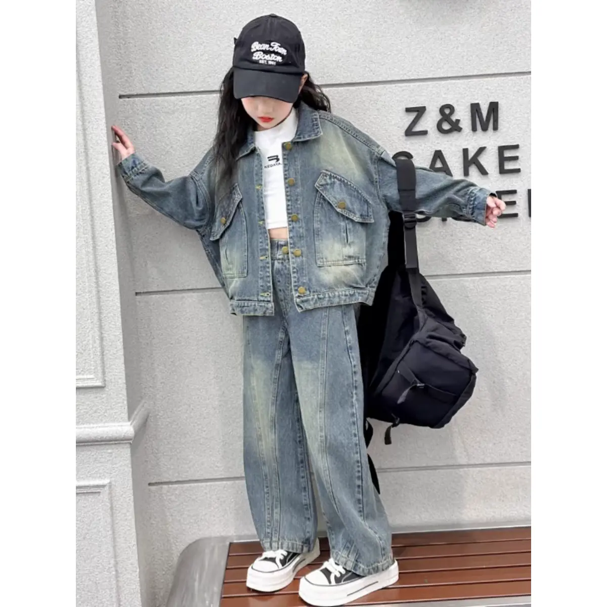 Áo Khoác Denim, Cho Bé Gái, Bộ Sưu Tập Mùa Xuân 2024, Thời Trang Phong Cách Phương Tây Mới, Phong Cách Đã Giặt, Hợp Xu hướng, Thích Hợp Cho Bé Gái, Áo Quần Áo Mùa Xuân