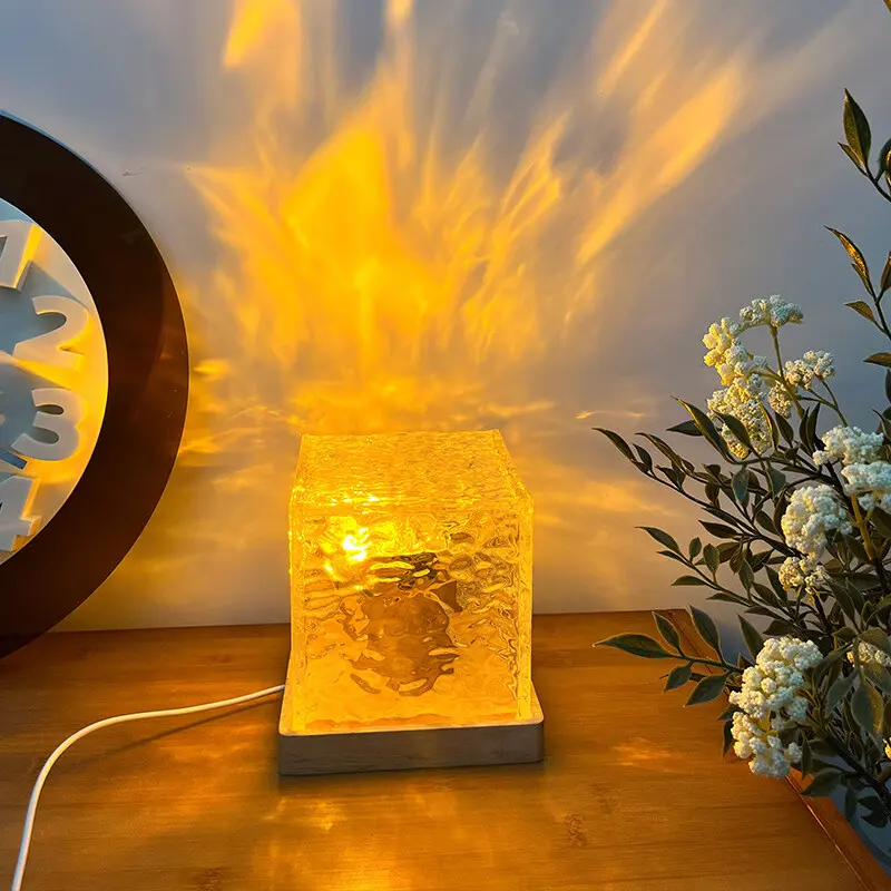 Đèn ngủ sóng nước chiếu sáng ban đêm sáng tạo ngọn lửa Đèn xoay tâm trạng Quà tặng đèn chiếu sao lãng mạn 0