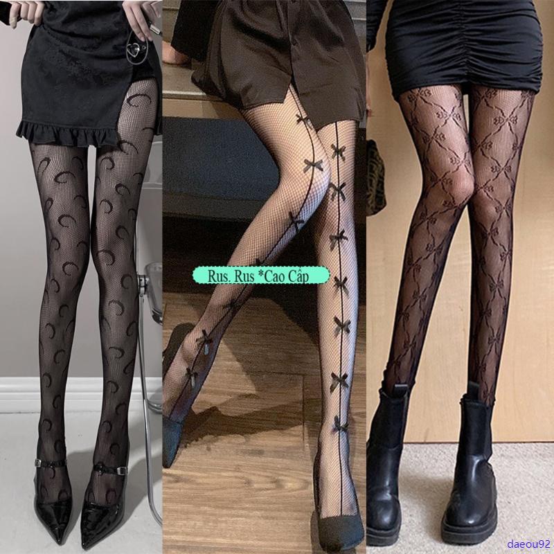HÀNG ĐẸP Quần tất Vớ lưới ren đen hoạ tiết gợi cảm quyến rũ - Vớ cao cổ lolita tất đùi nữ