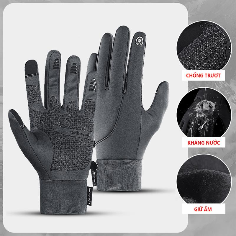 Găng tay giữ ấm mùa đông chống gió, kháng nước mưa eXtreme GT2302 Bao tay thể thao cảm ứng điện thoại đi xe máy màu đen, xe đạp lót nỉ cho nam nữ, bảo hộ đi phượt Chống Trơn Trượt