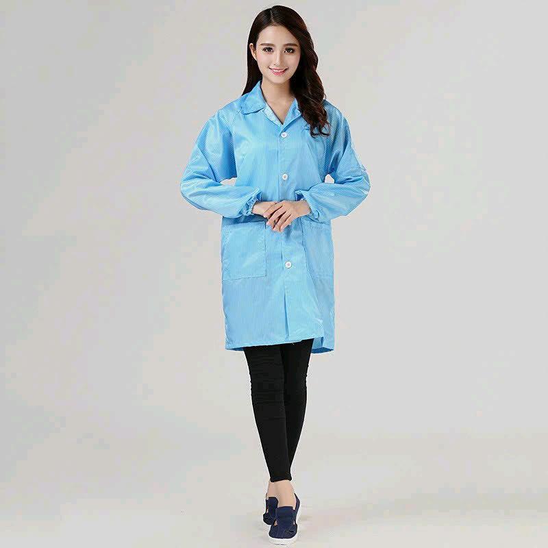 áo choàng dài tĩnh điện phòng sạch Polyester Kẻ sọc 1