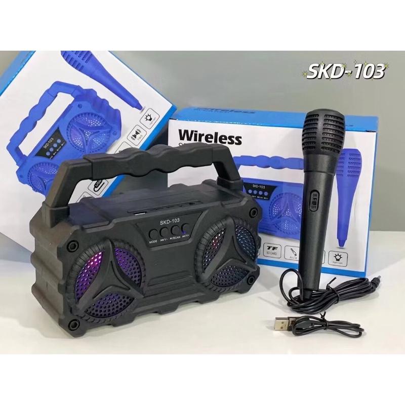 Loa bluetooth kèm micro hát karaoke cực hay SKD-103, âm thanh cực sống động HOT 0