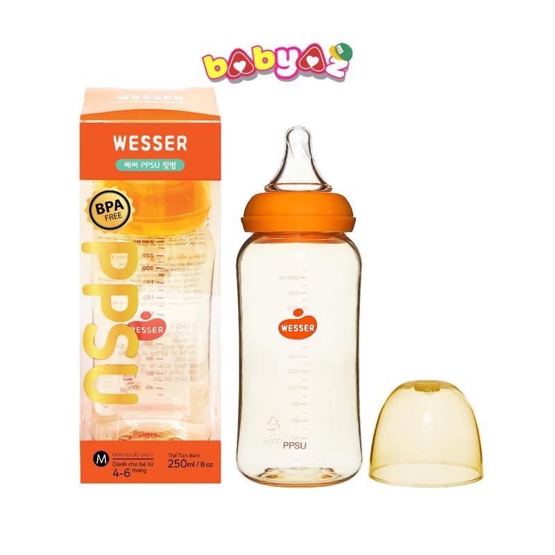 Bình Sữa Wesser Cổ Hẹp PPSU Bình Sữa Em Bé Dung Tích 60ML 140ML 250ML Phiên Bảng Cao Cấp Nhựa PPSU