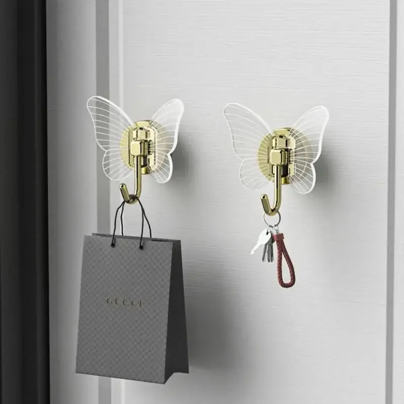 Elegant Butterfly Hanger Bathroom No-Drill Wall Hook Seamless Hanging Entrance Strong Adhesive Stylish Wholesale Decor Organizer