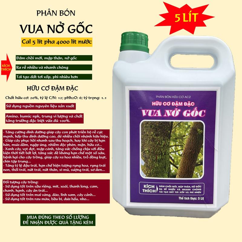 Phân Bón Vua Nở Gốc Can 5 Lít Chuyên Dùng Cho Cây Kém Phát Triển - Đạm Hữu Cơ