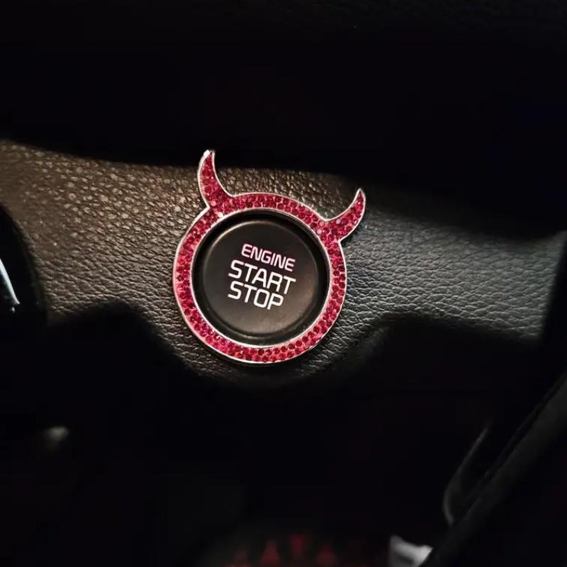 Product Introduction of Car Engine Start Stop Button Decoration, Rhinestone Decor Car Engine Start Stop Button Cover, Car Accessories for Women & Men 3