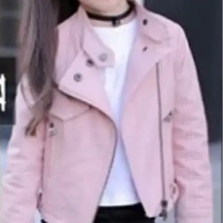 Jaket Semi Kulit Anak Santai Polos Slim-fitting Perempuan Pakaian 1