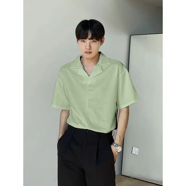 Kemeja Pria Blouse Pd-06 lengan pendek atasan pria blouse v neck kemeja korea