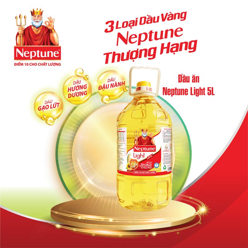 [WILMAR] Dầu ăn thượng hạng Neptune Light 5L, hỗ trợ giảm hấp thụ Cholesterol từ thực phẩm, ngăn ngừa mỡ máu
