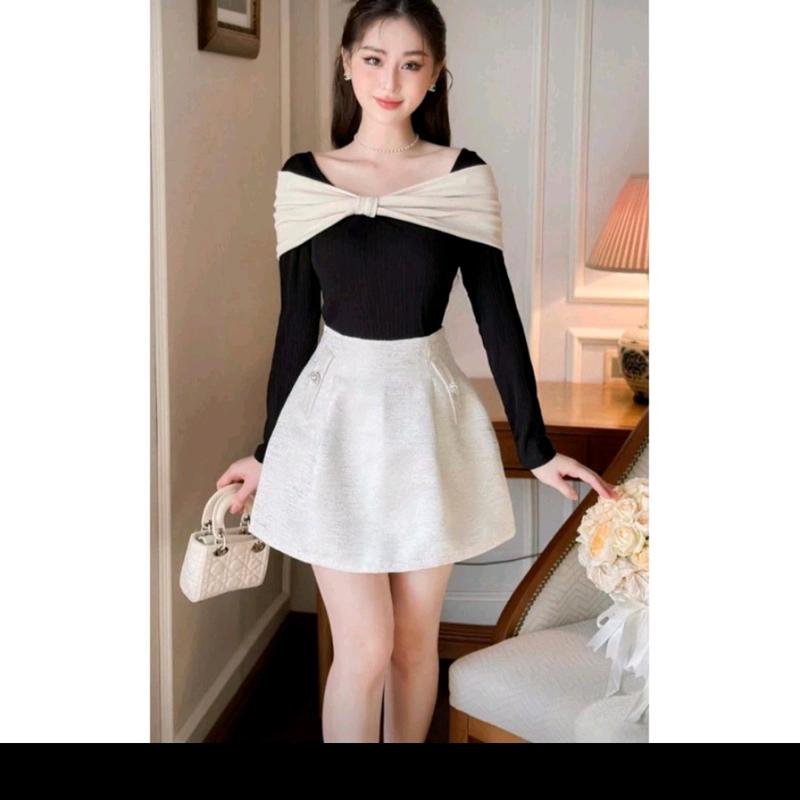 Chân Váy Tafta by Sorella Closet Dáng Xòe Có Nắp Túi Giả Đính Hoa Đá Chất Liệu Tafta Ánh Nhũ Xinh Xắn, Chân Váy Mặc Đi Làm, Đi Chơi 1