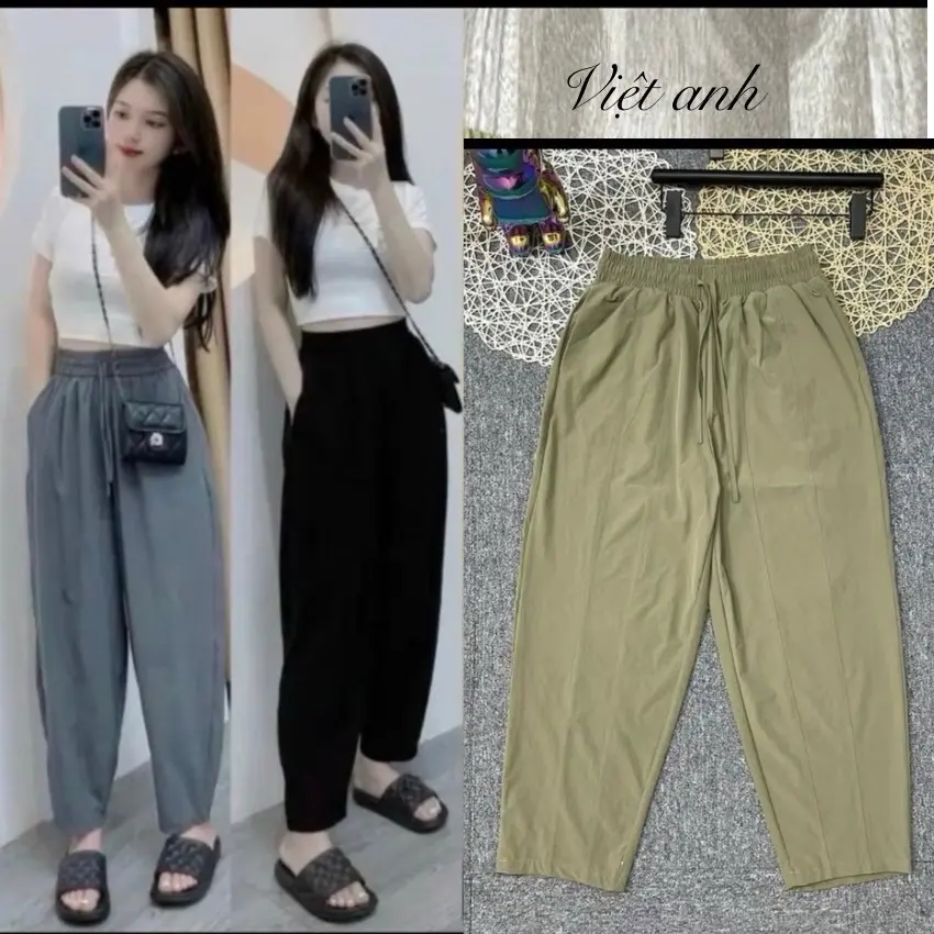 [hàng cao cấp]  Quần gió big size dáng baggy fom Qc Nữ Women Pants Denim