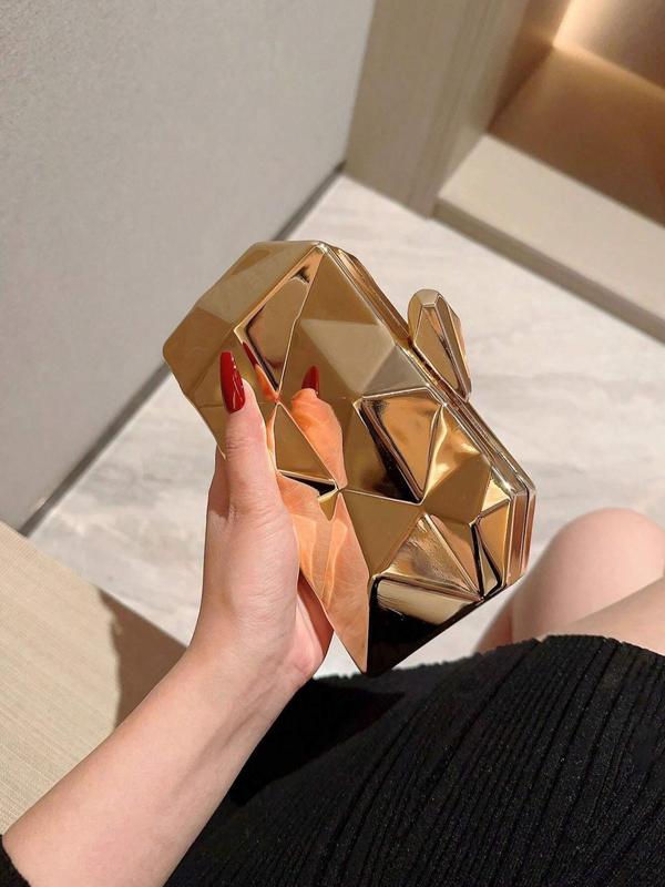 Women's Elegant Geometric Design Evening Bag, Exquisite Trendy Metal Clutch Bag, Fashionable Bag for Party Decoration 2