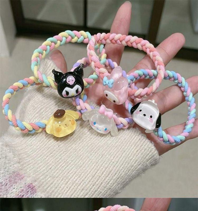 Product Introduction of New Cute Sanrio Hair Tie Elastic Band Ins Style Braided High Elasticity Hair Ring Hair Rope Mori Style New Ponytail Holder 2