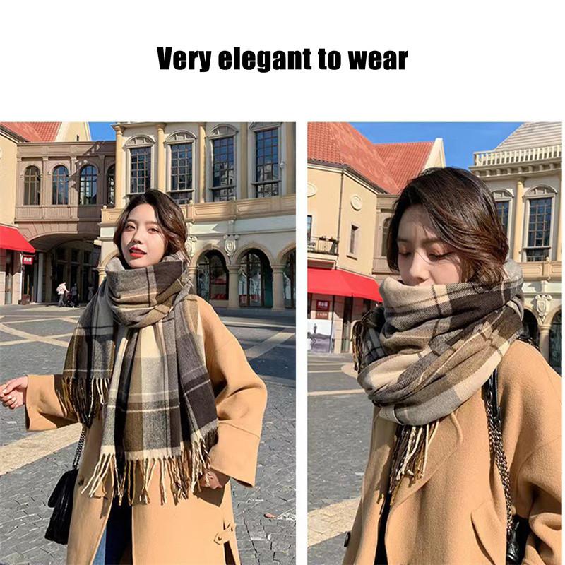 Product Introduction of Women Casual Plaid Fringe Scarves 6