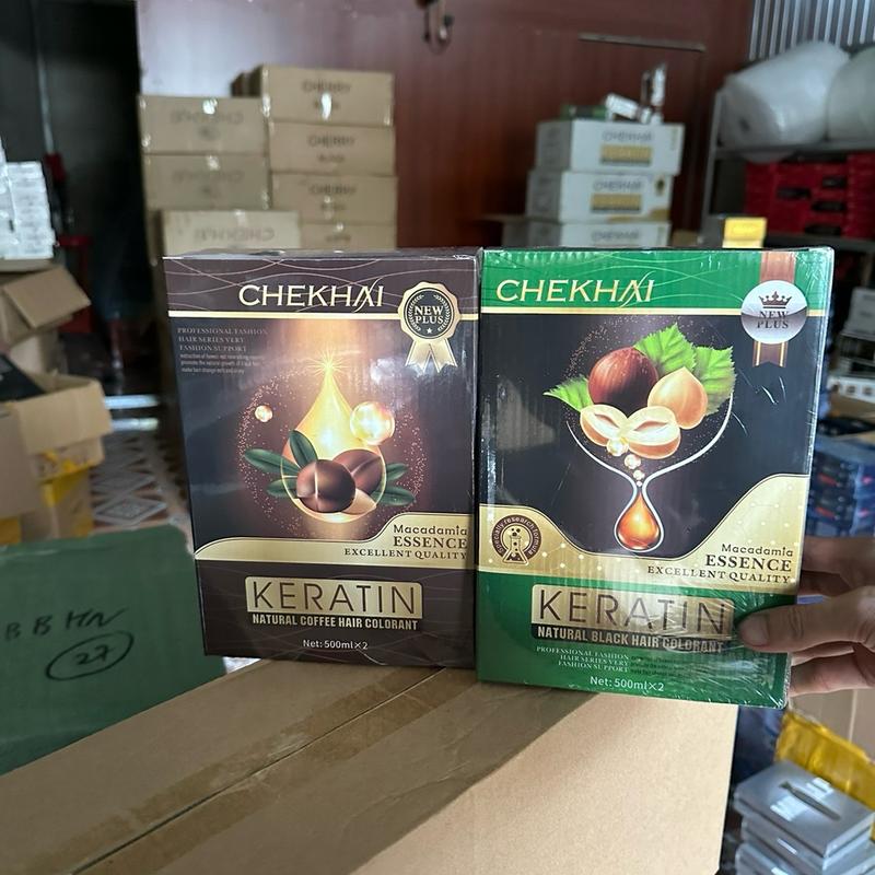 Nhuộm phủ bạc CHEKHAI karatin 1 cặp 1000ml nhuộm đen không dính da đầu không phai đỏ