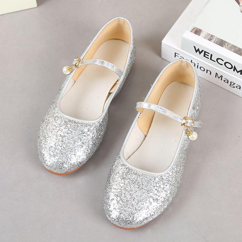 Product Introduction of Sandal untuk Kanak-kanak Perempuan, Cantik, Kasut Kulit Kecil, Kasut Tumit Tinggi, Pam Kristal, Sesuai untuk Kanak-kanak Perempuan, Pakaian Perak Catwalk, Persembahan Piano, Remaja, Puteri 7
