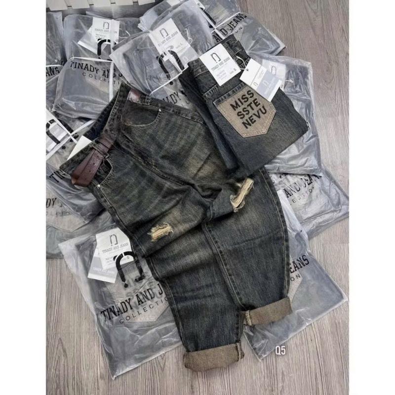 Quần baggy jean mài rách thêu túi miss 2