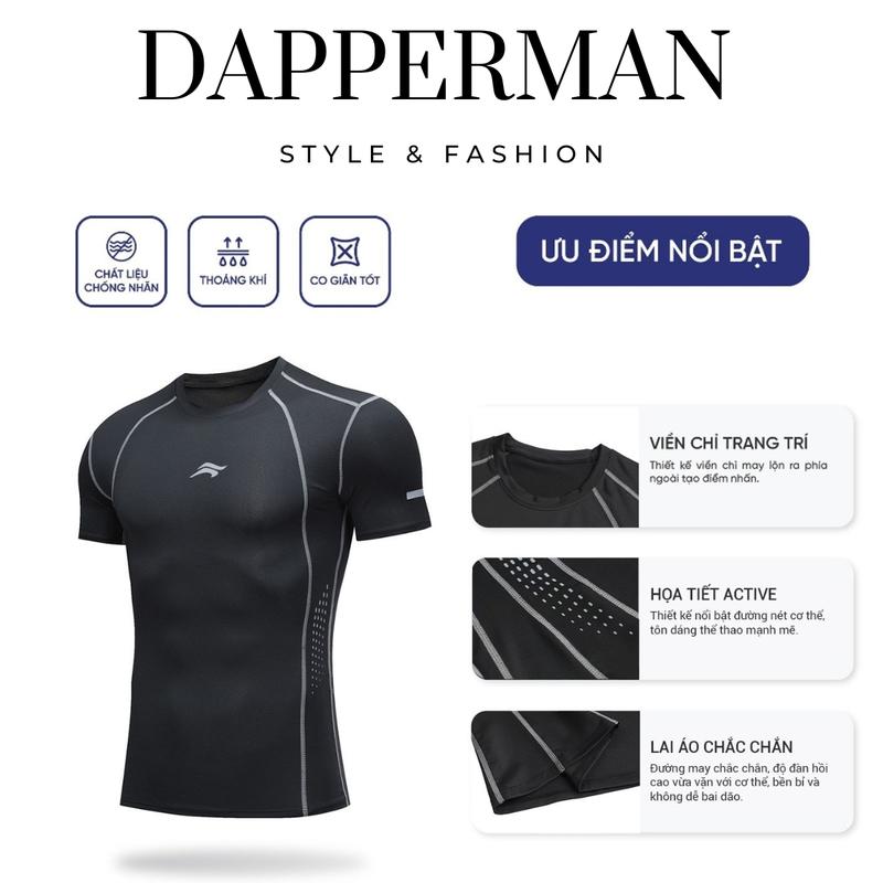 Áo thể thao nam tay ngắn cotton 4 chiều thoáng khí ôm body trẻ trung năng động DAPPERMAN 7