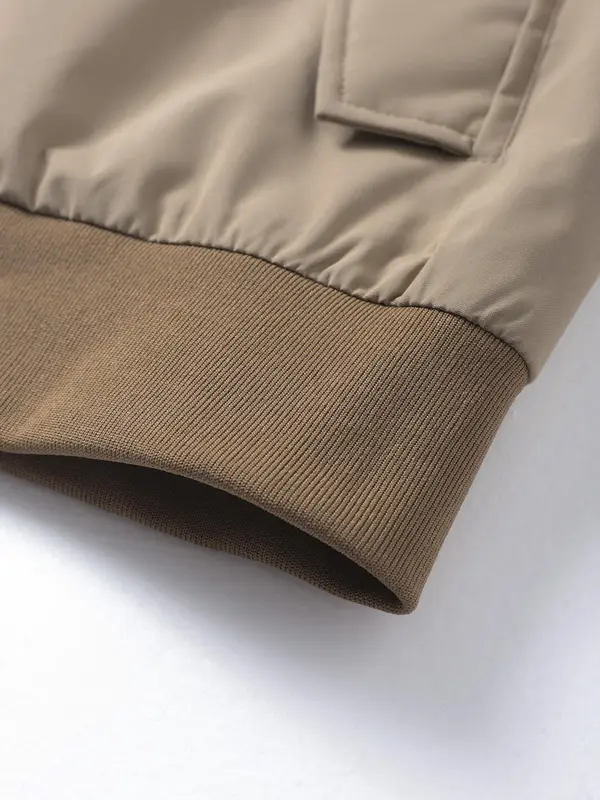 Men's Solid Color Zip Up Jacket, Regular Fit Casual Comfy Stand Collar Outerwear for Spring & Fall, Men's Clothes for Daily Wear 4