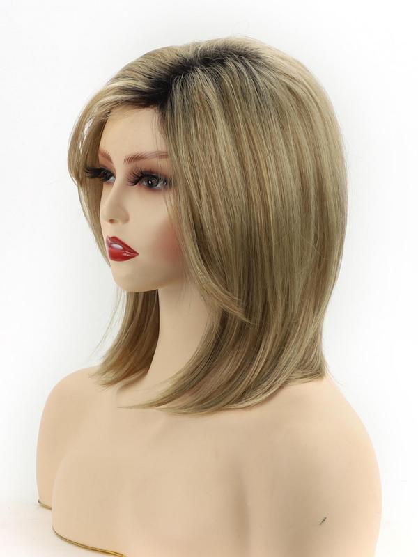 Fashionable Plain Color Straight Bob Wigs for Women, Gorgeous Fluffy Wigs with Side-Swept Bangs, Synthetic Full Machine Wigs for Party, Daily Use 7