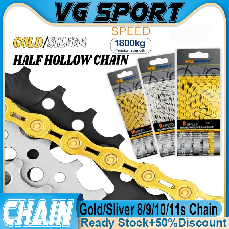 VG Sports Bike Chain 8 9 10 11 Speed  Compatible Shimano Stainless Highway half Hollow Bike Chains
