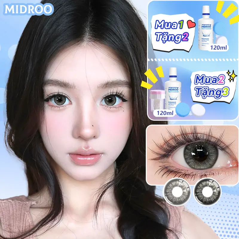 [Mua 1 Tặng 2]  Labonita Kính áp tròng 0-6 Độ Lens 1 Năm Fog Mountain 14.5mm Lens With 120ml Solution for cô gái