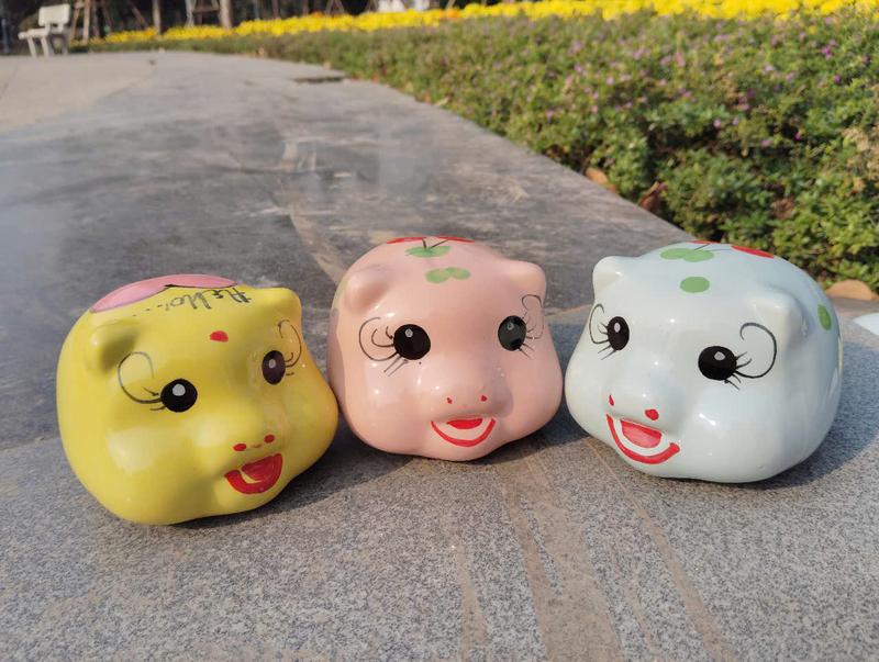 Heo đất tiết kiệm lỗ tròn Bát Tràng mini đựng tiền - S1 size - Vàng