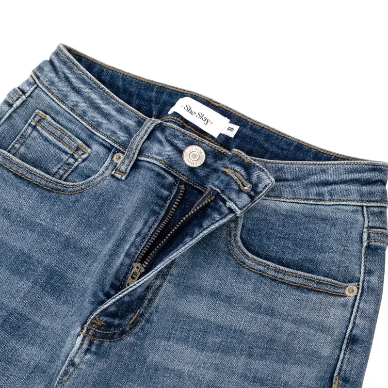 JEAN PANTS - Quần Jean Nữ Ống Loe Hack Dáng SHESLAY -Ôm Eo Hack Hông, Che Khuyết Điểm Siêu Tốt. Jean Co Giản Nhẹ Ôm Body 3
