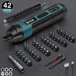 3.6V Rechargeable Electric Screwdriver Set, 4-Speed Torque Adjustment Portable Electric Screwdriver with Screwdriver Bits & USB Cable, Professional Power Tool