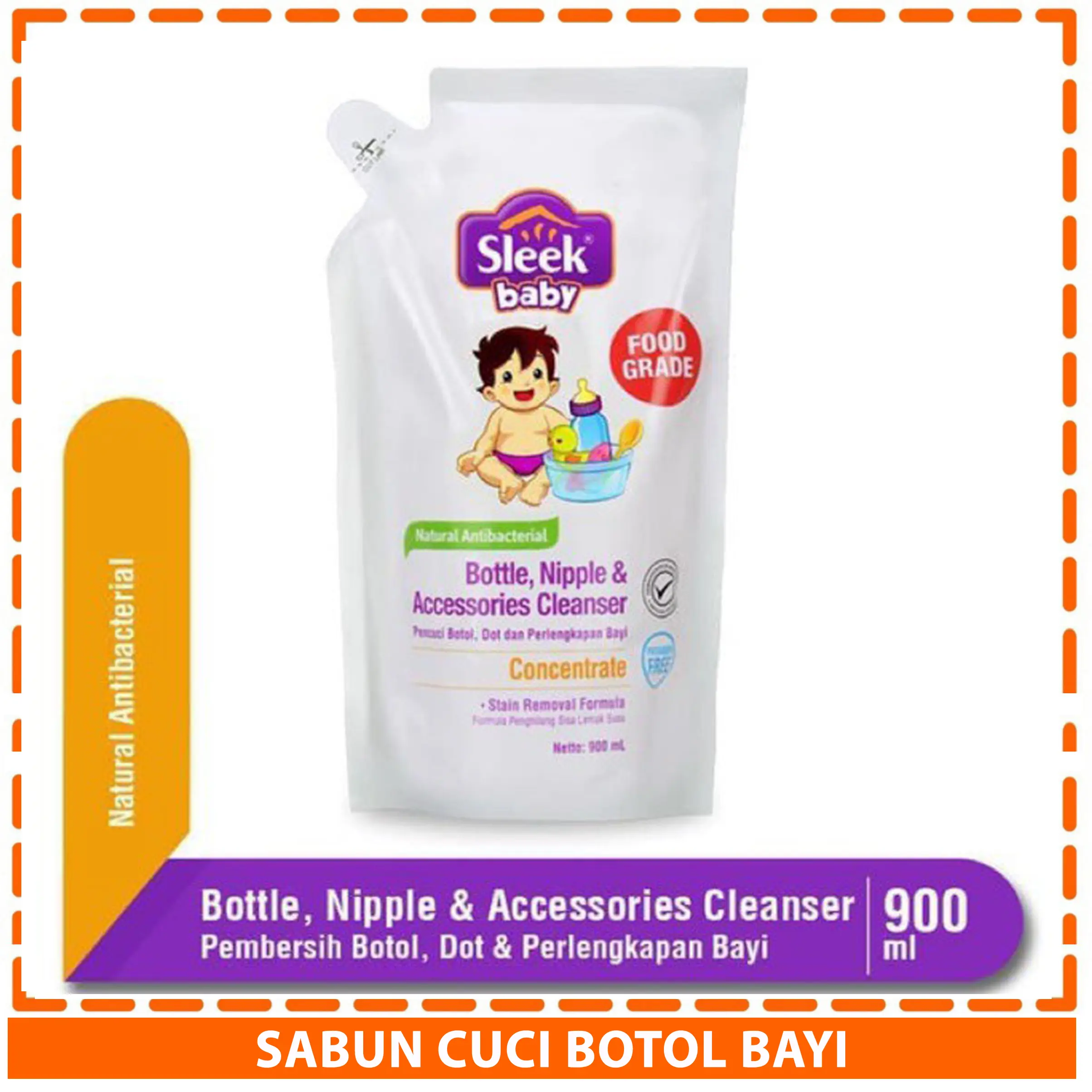 Sleek Refill Sabun Cuci Botol Bayi Sleek Baby Kemasan Isi Ulang 900 ML | Sabun Cuci Bottle & Perlengkapan Bayi
