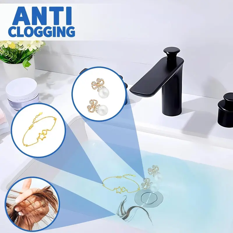 Stainless Steel Bathroom Sink Stopper, 1 Count Anti-odor Basin Bouncing Core, Sink Drain Stopper for Bathroom Bathtub, Bathroom Accessories 4