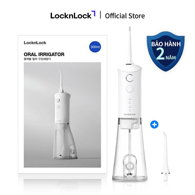  Máy tăm nước không dây LocknLock Oral irrigator ENR164WHT 5V 5W 300ml - Màu trắng - 3 chế độ - Bảo hành 12 tháng về lỗi pin  24 thángvề  lỗi mạch 