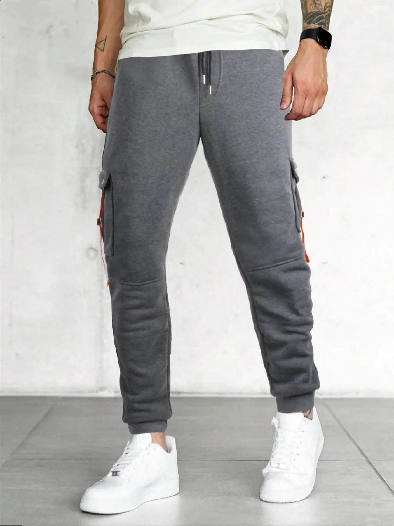 Men's Solid Color Drawstring Pants, Regular Fit Casual Comfy Trousers for Fall & Winter, Men's Bottoms for Daily Wear