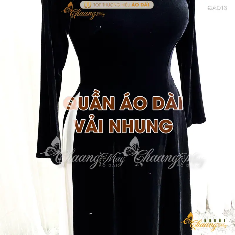 Quần mặc áo dài Nhung cách tân nữ truyền thống CHAANG may sẵn QAD13 quần màu đỏ đen vàng dự tiệc cưới lễ tết đẹp Women 7