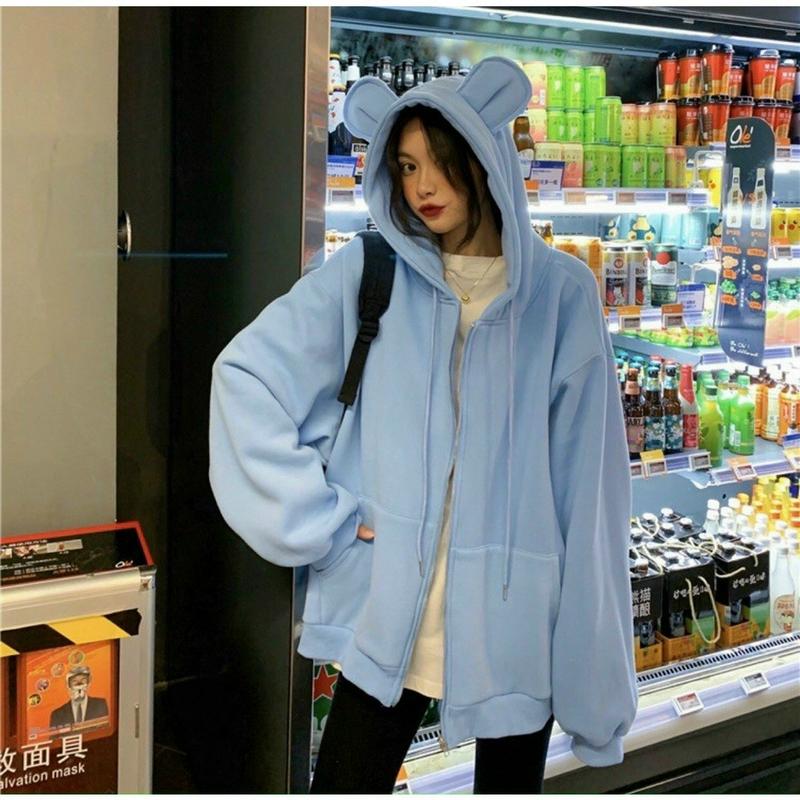 Product Introduction of Áo Hoodie Nữ Tai Thỏ Cá Tính Nỉ Unisex Form Rộng - Women, Top 14