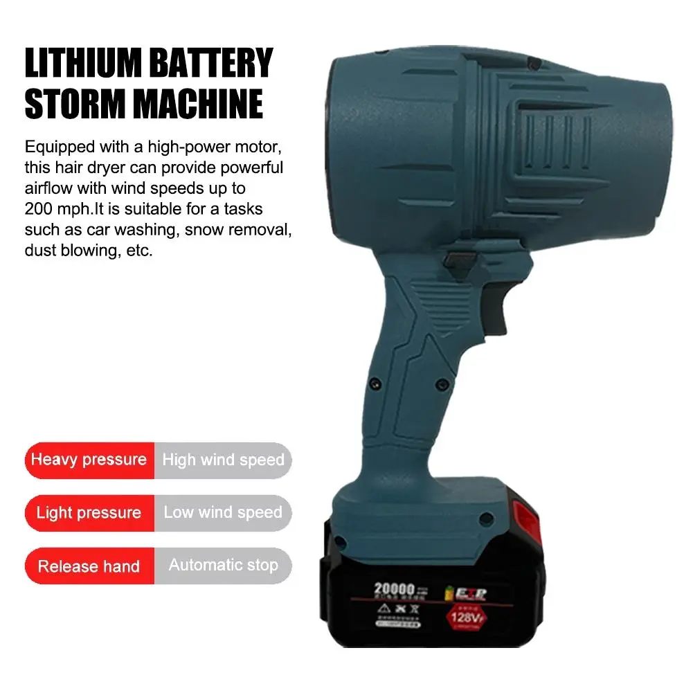 Quạt Thổi Pin Lithium, Công Suất Cao, Quạt Thổi Turbo Mạnh Mẽ, Để Rửa Xe Và Loại Bỏ Bụi, Thích Hợp Để Làm Tuyết, H2Q2