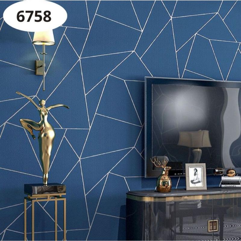 Wallpaper Dinding Marmer Lis Kuning Dasar Putih  9 s/d 10meter X 45cm 5
