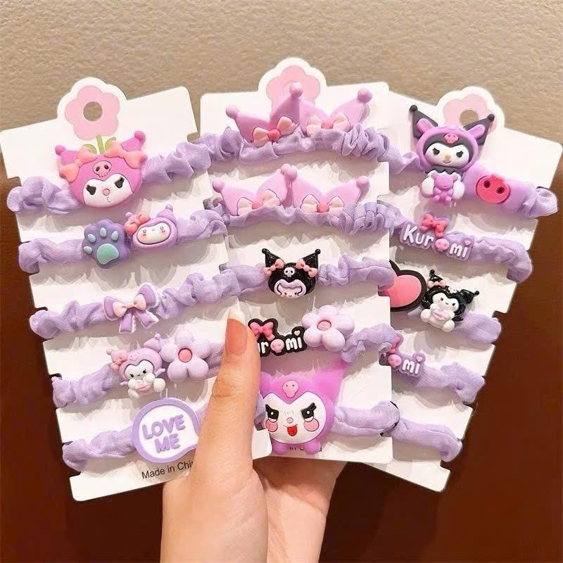 Set 5 dây buộc tóc cho bé siêu cute đính charm Kuromi đáng iu - Set Hoa