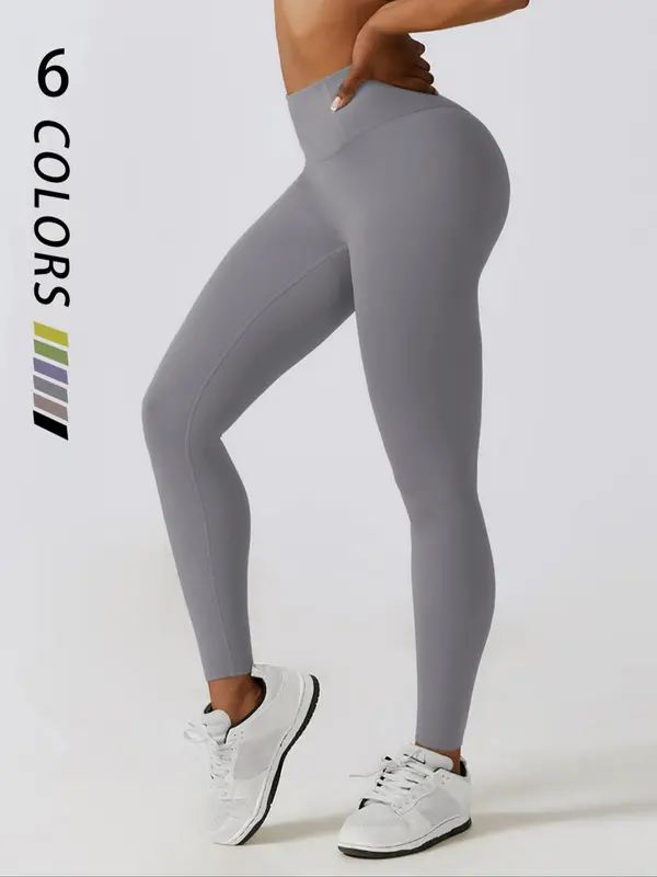 Women's Tummy Control Solid Color High Waist Sports Glam Leggings, Casual Curvy Comfy Breathable Skinny Pants for Yoga Gym Workout Running, Ladies Sportswear Fits for Fall & Winter, Yoga Pants Activewear, Workout Bottoms, Sporty Leggings 1