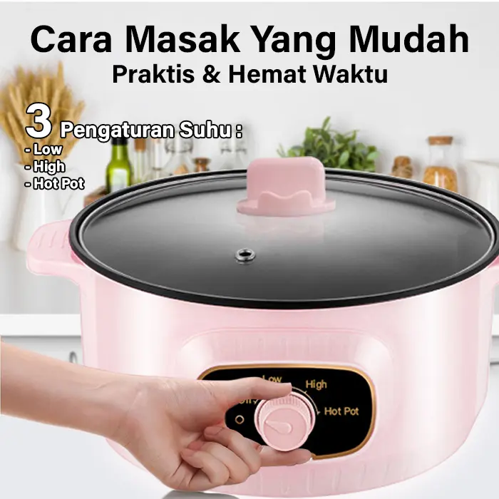 [COD] GM Bear Panci Listrik Serbaguna 22cm-Multifunction Electric Cooking Pot 1226 4