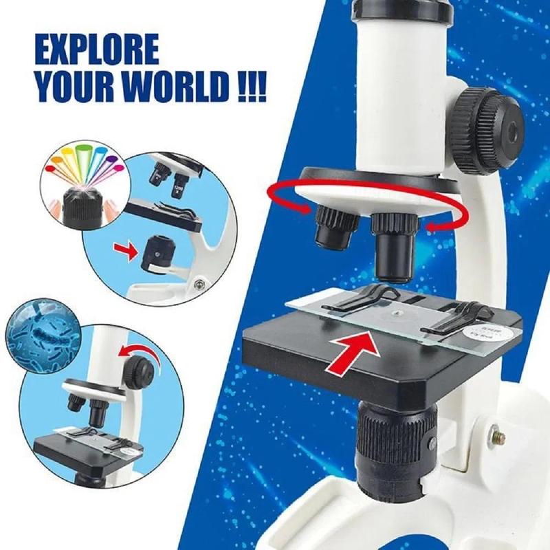 Scientific Microscope Toy, 1 Set Microscope Kit with LED Light, Educational Science Toy, Birthday Gift for Kids, Home School Educational Toy 6