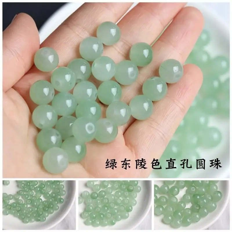 (10 hạt)Hạt thủy tinh nhiều size màu xanh ngọc, Nguyên liệu làm trang sức cổ trang, Nguyên liệu diy