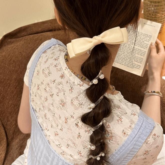 Băng Đô Nơ, Màu Bạc, Dây Đeo Điện Thoại Hạt, Buộc Tóc Đuôi Ngựa, Bện Bong Bóng Ngọt Ngào, Dụng Cụ Tóc Bện 4